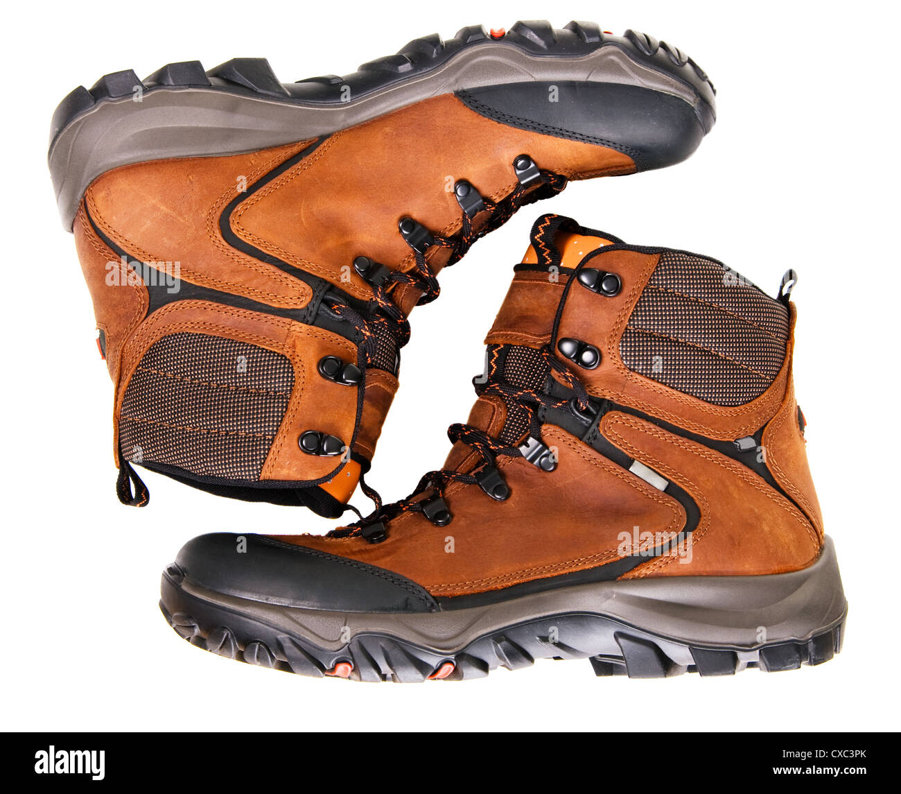 New modern leather boots isolated on white background Stock Photo - Alamy