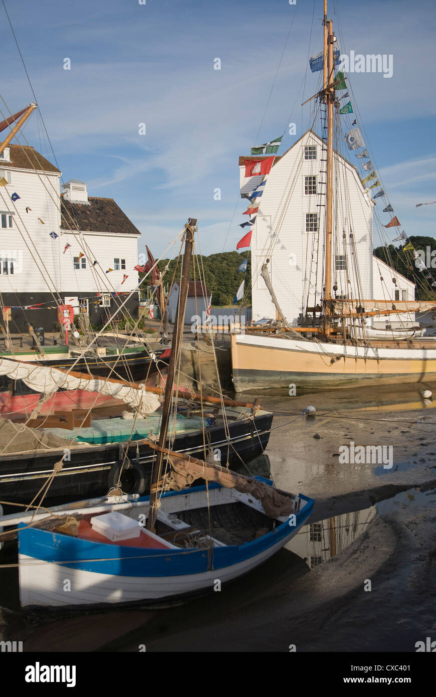 Historic sailing boats by the Tide Mill during Maritime weekend