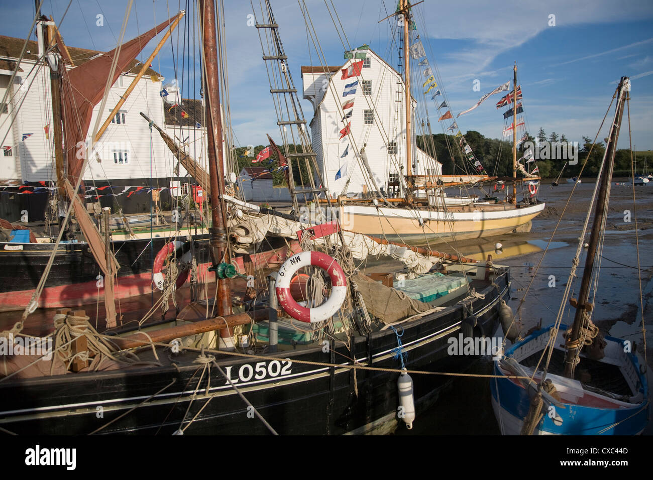 Historic sailing boats by the Tide Mill during Maritime weekend