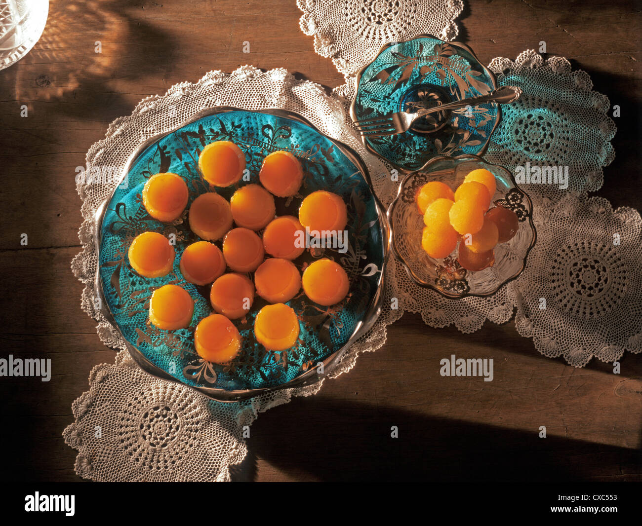 Lecce flans and egg yolk balls, filipino desserts of Spanish origin