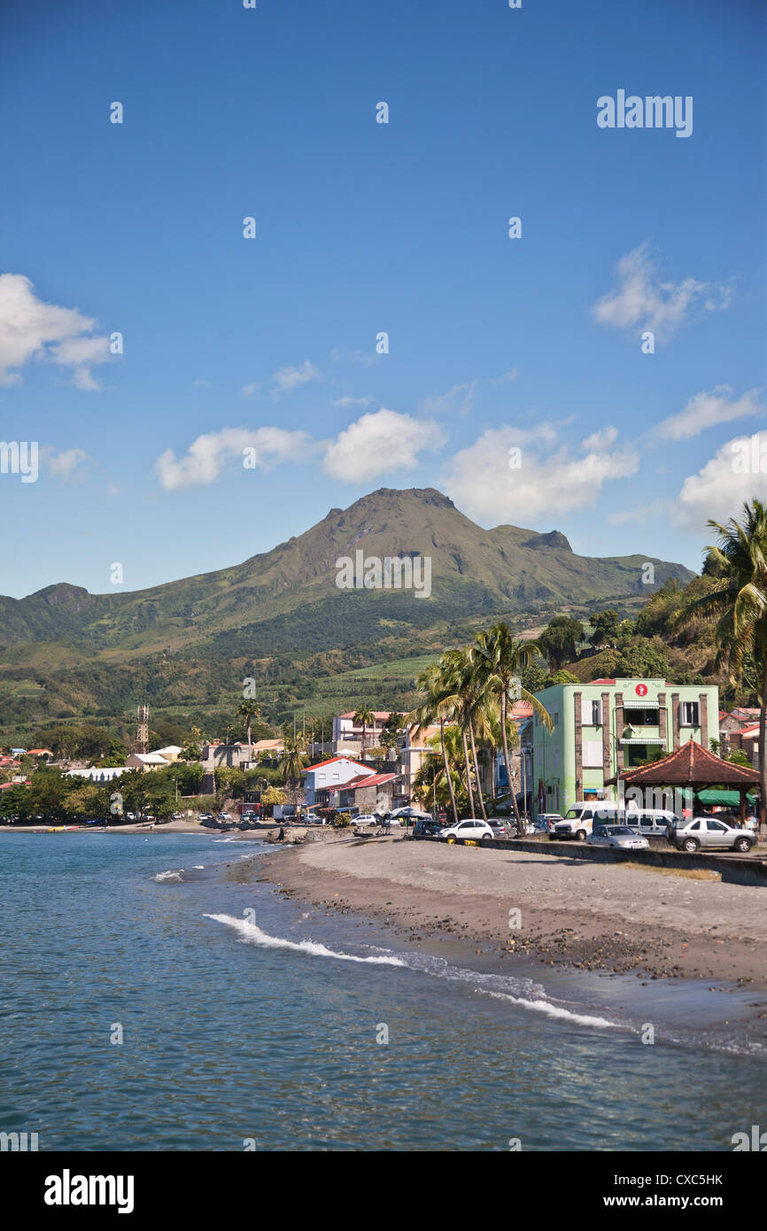 View of Saint-Pierre showing Mount Pelee in background, Martinique, Lesser Antilles, West Indies, Caribbean, Central America Stock Photo