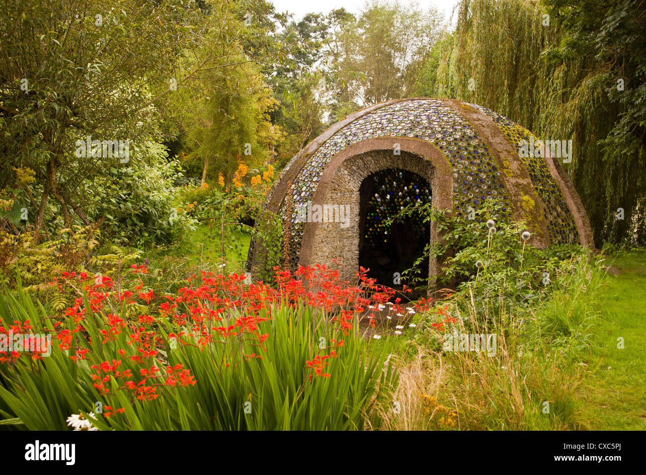 Domed fern grotto made from 5000 glass wine bottles at Westonbury Mill