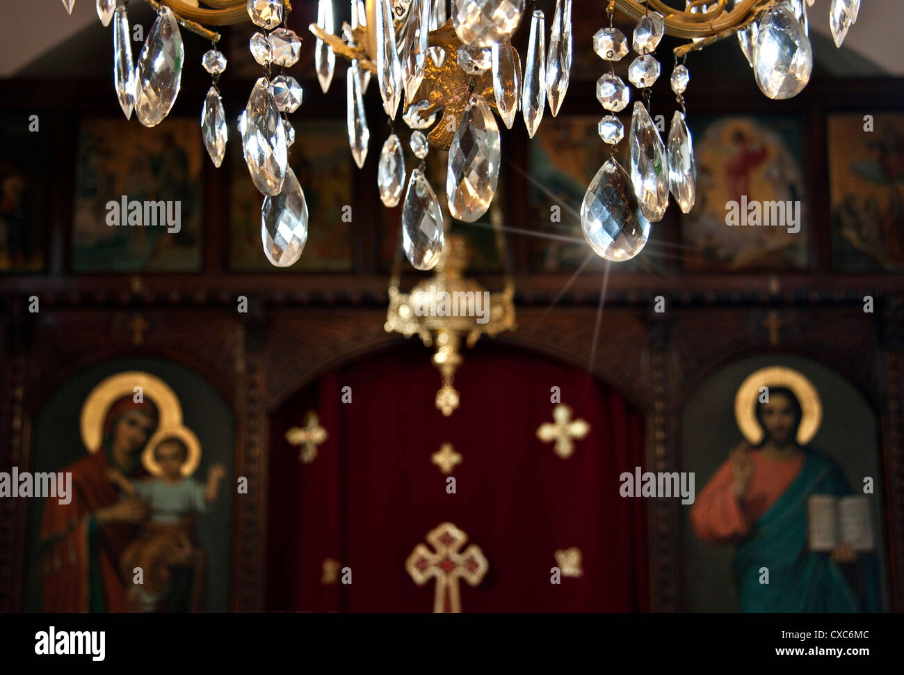 Greek (hellenic) orthodox church interior Stock Photo