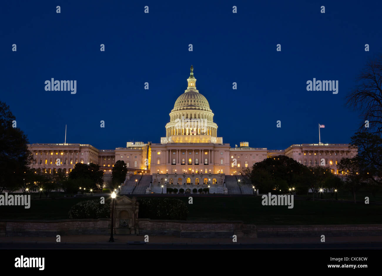 The United States Capitol Complex, the Capitol and the Senate Building showing  current renovation work, Washington D.C. Stock Photo