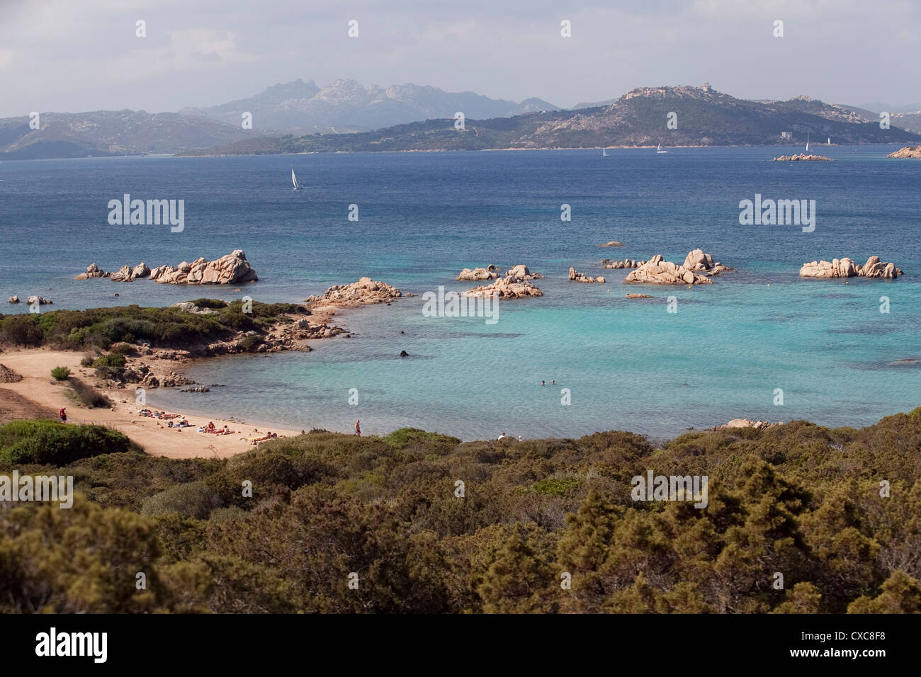 The island of Caprera, Maddalena Islands, view over the coast of Sardinia, Italy, Mediterranean, Europe Stock Photo