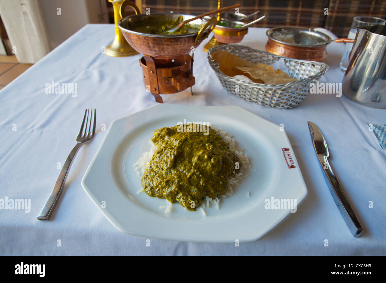Palak Panir Indian Vegetarian Stew With Rice And Bread Jaipur Palak Panir Indian Vegetarian Stew With Rice And Bread Jaipur