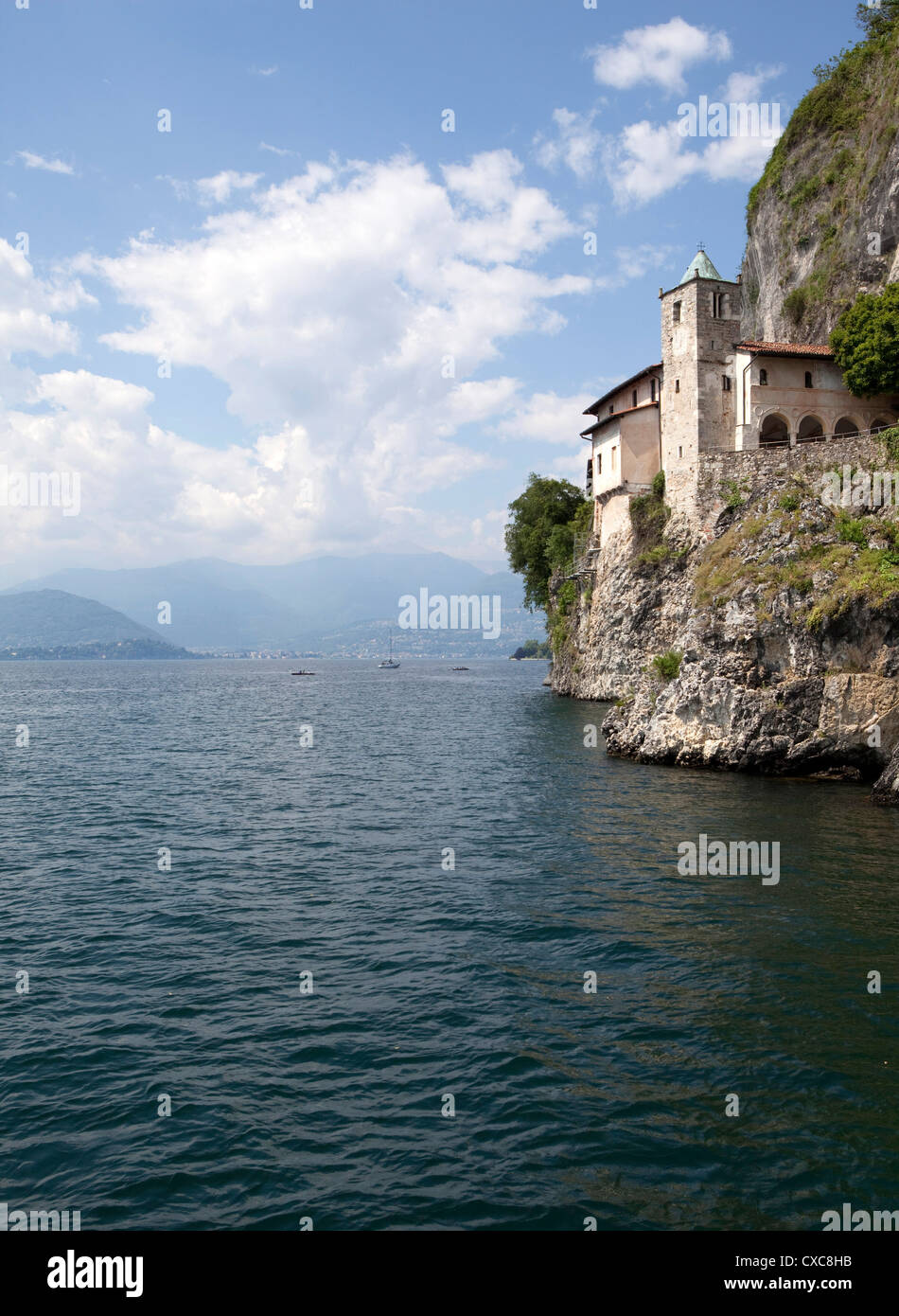 Hermitage of Santa Caterina del Sasso, Lake Maggiore, Lombardy, Italian Lakes, Italy, Europe Stock Photo