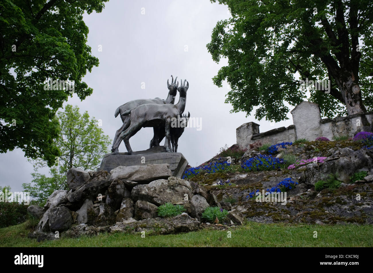 Sculpture of Goats at Gruyere Stock Photo