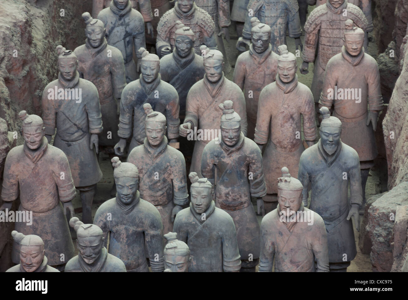 China,sculpture,Protection,Mausoleum,Neat，Indoors, Tomb, samurai,terracotta, ancient civilization,clay,Antiquities,pottery,Army Stock Photo