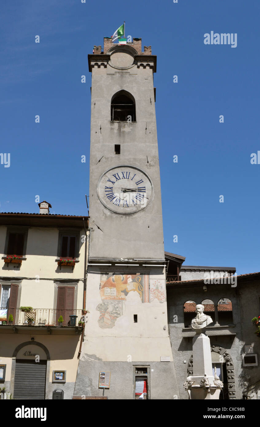 Torre Civica, clock tower in Lovere, Lombardy, Italy Stock Photo