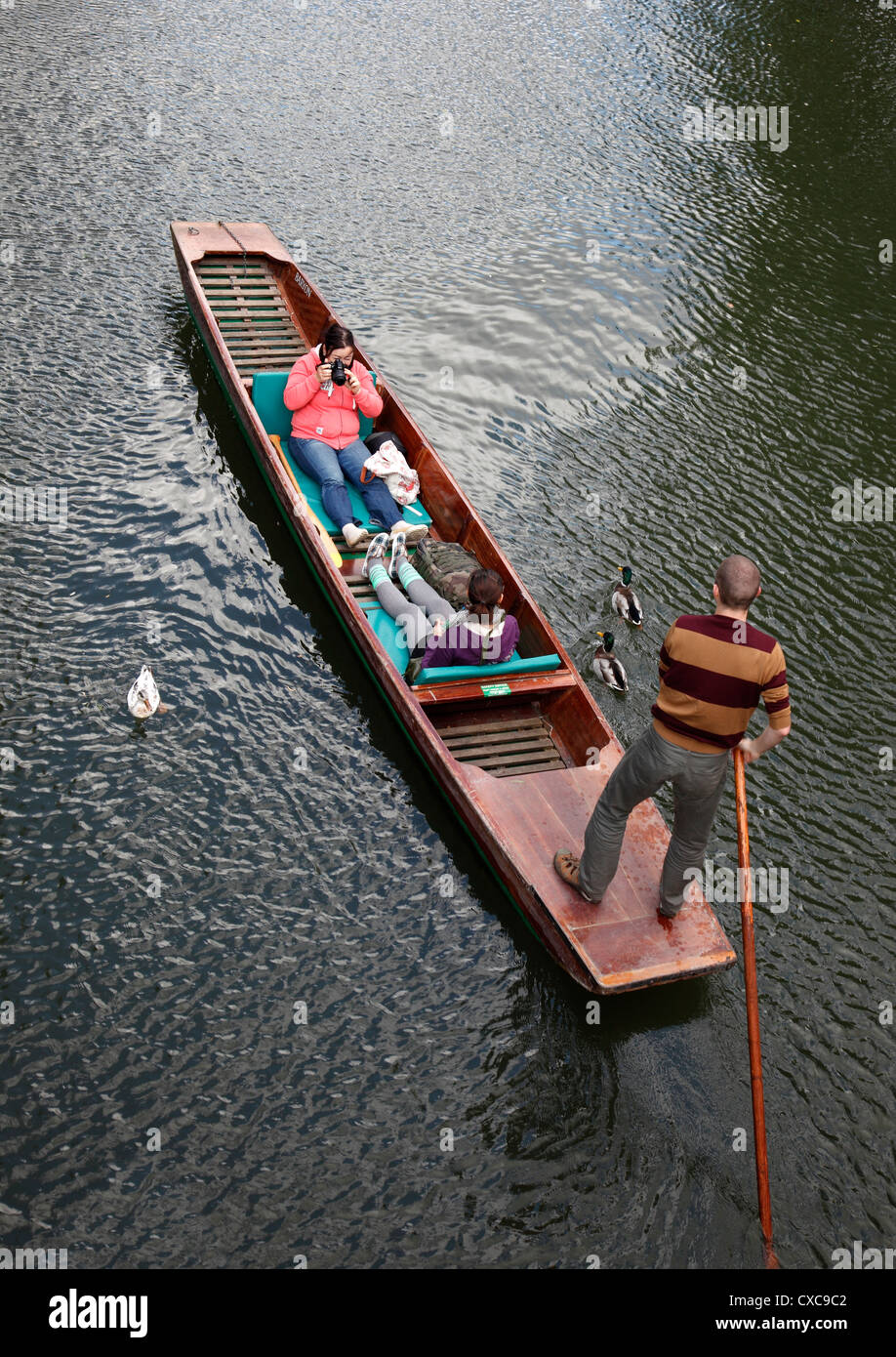 Punting on the river Cam in Cambridge Stock Photo