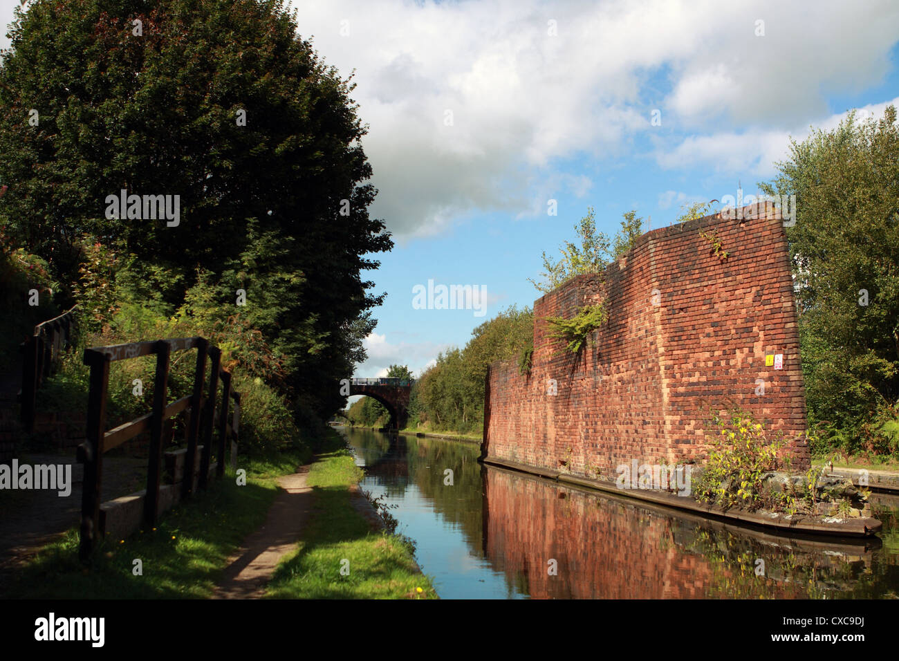 A view along one of the Birmingham canals in England Stock Photo