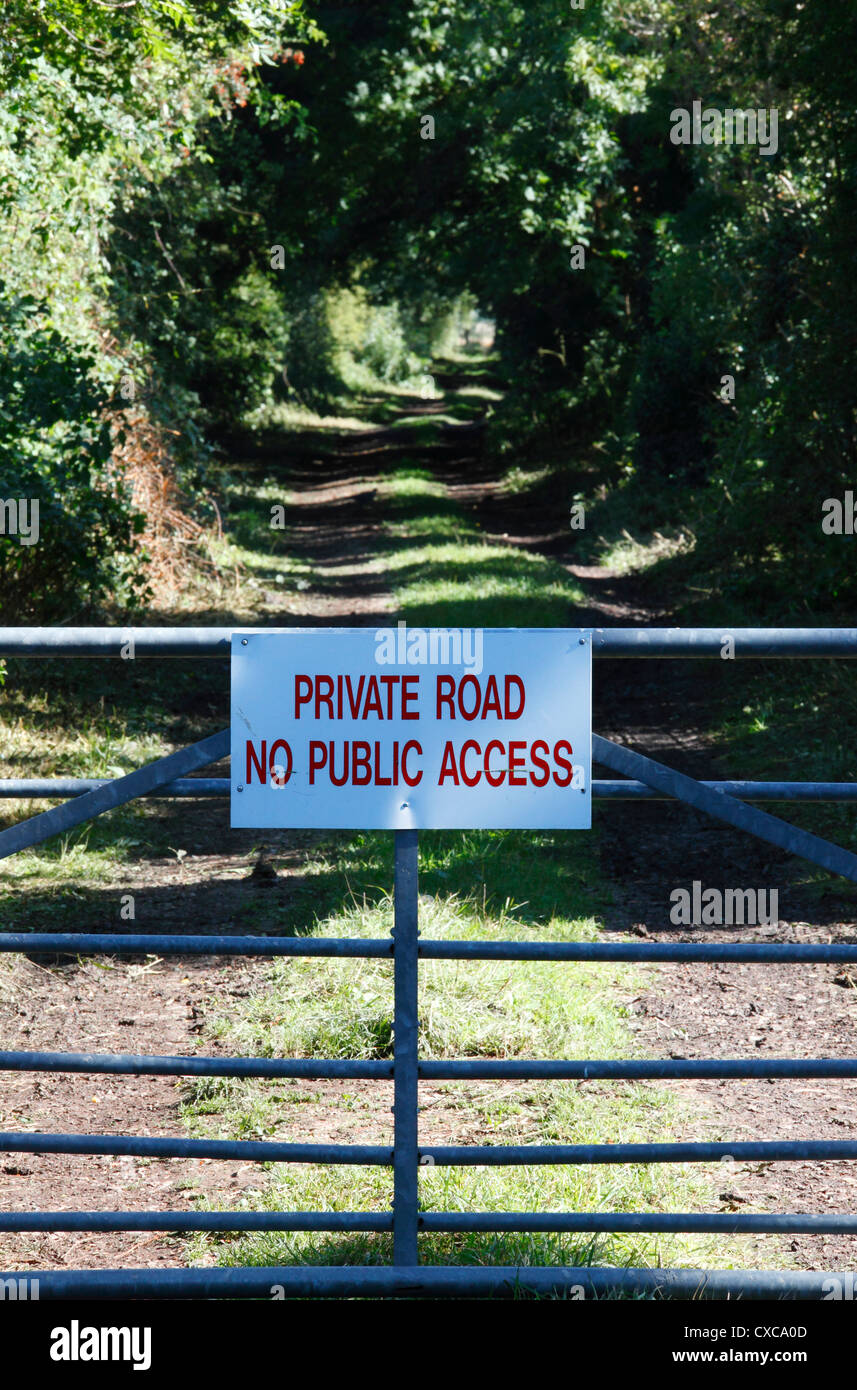 Private road no access sign Stock Photo