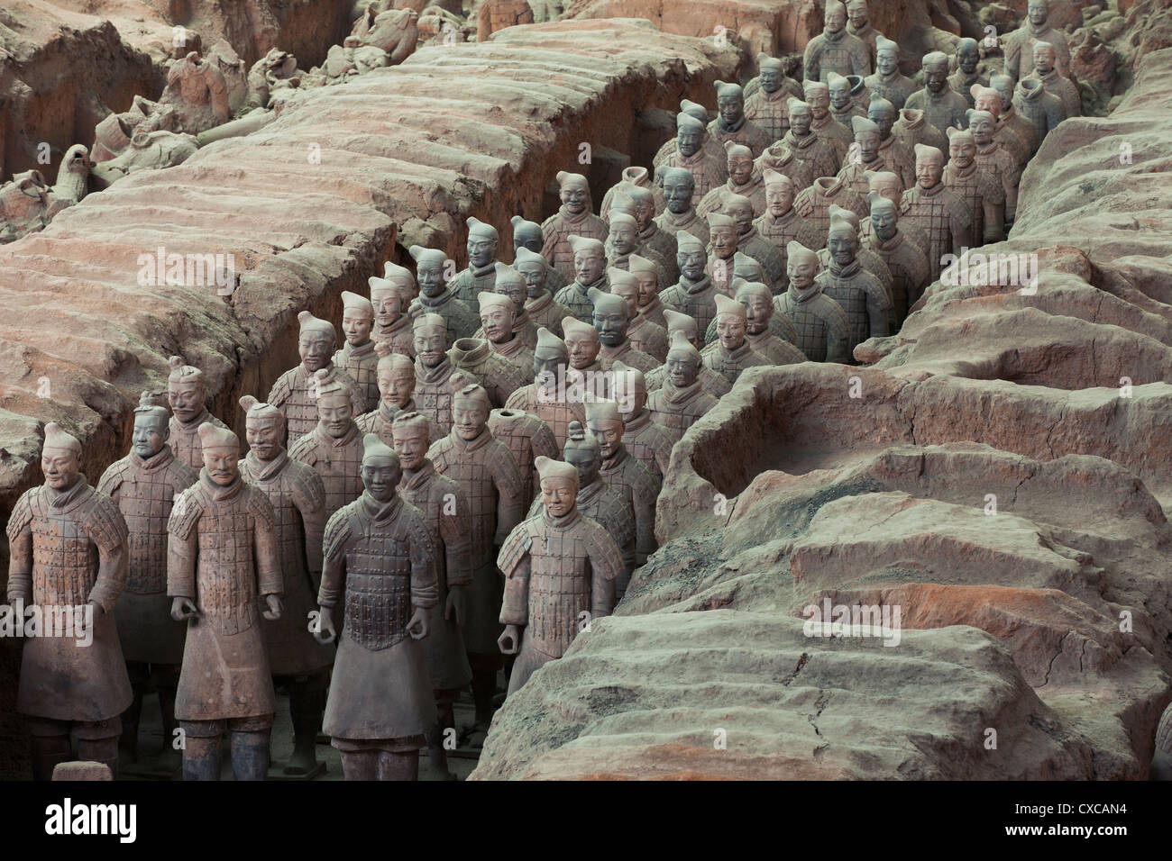 China,sculpture,Protection,Mausoleum,Neat，Indoors, Tomb, samurai,terracotta, ancient civilization,clay,Antiquities,pottery,Army Stock Photo