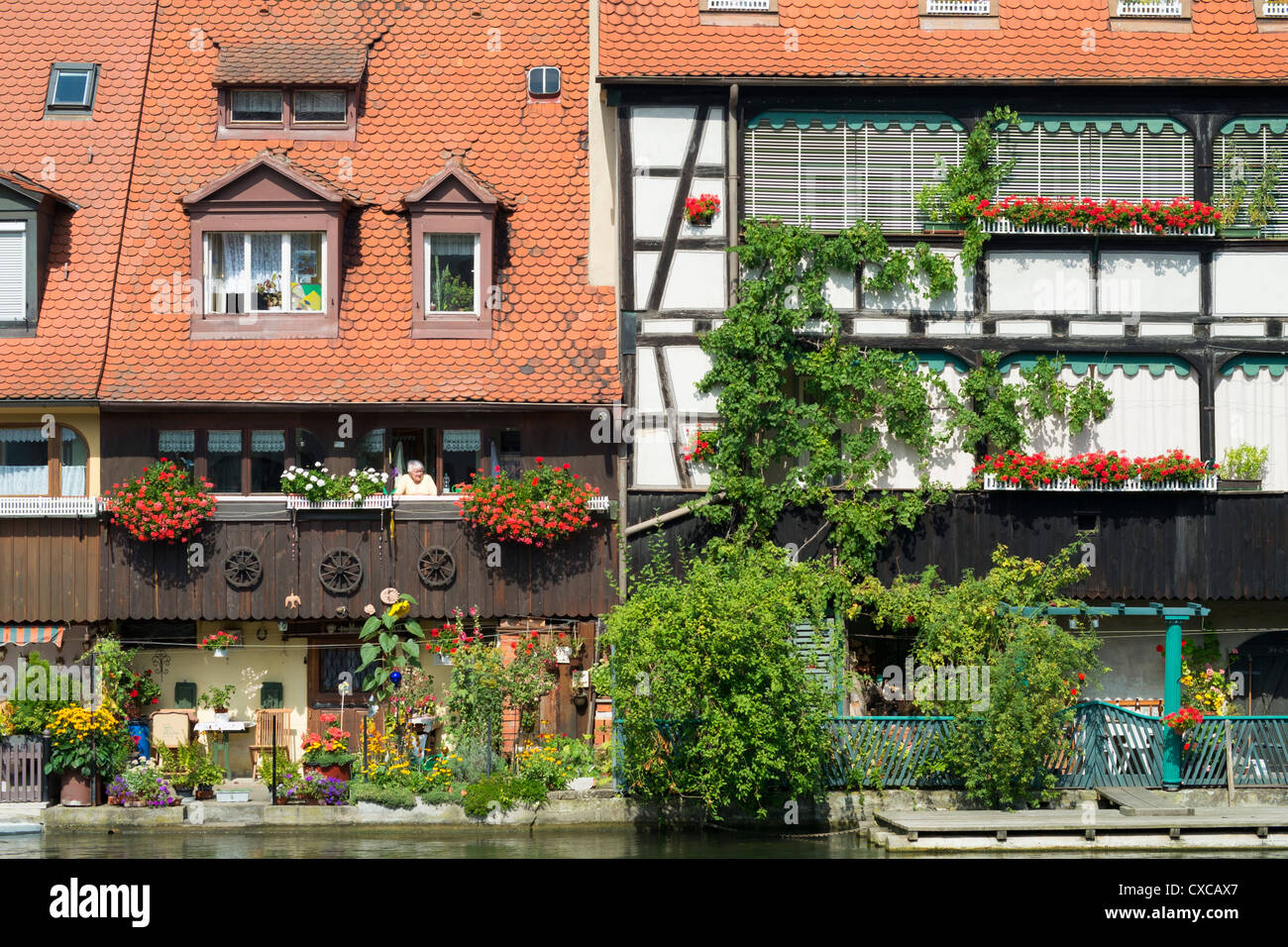 Old houses on waterfront in Little Venice in Bamberg Bavaria Germany