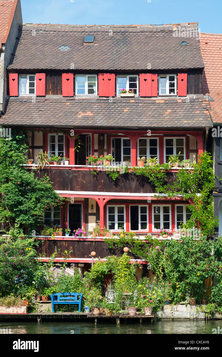 Old houses on waterfront in Little Venice in Bamberg Bavaria Germany Stock Photo