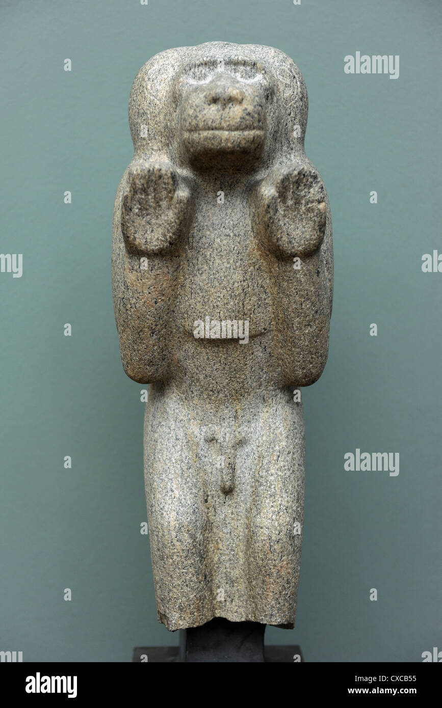 Statue of an baboon. Granite. From Kawa. Reign of Taharka. C. 690-664 BC. 25th Dynasty. Ny Carlsberg Glyptotek. Stock Photo