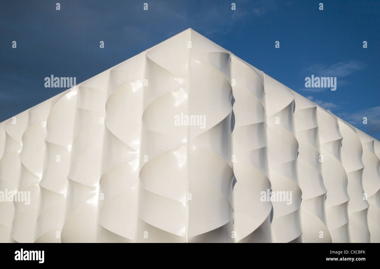 Detail of the temporary basketball arena at the London 2012 Olympic Park site, Stratford, London, UK. Stock Photo