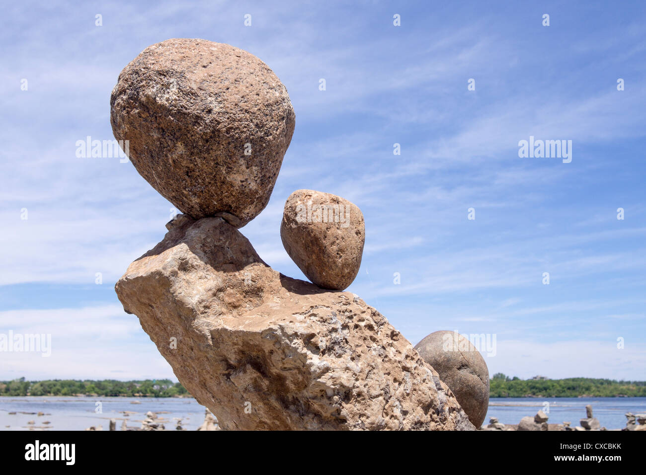 Balanced Rock on the Ottawa Inukshuk Rock Sculpture. Built along the