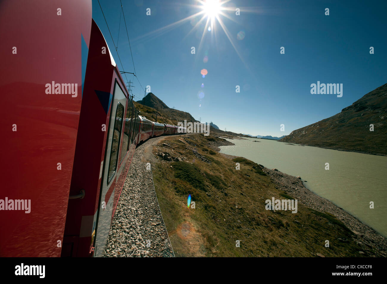Switzerland. The Bernina Express, the journey from Chur in Switzerland to Tirano in Italy. 9 Switzerland. The Bernina Express, the journey from Chur in Switzerland to Tirano in Italy. 9