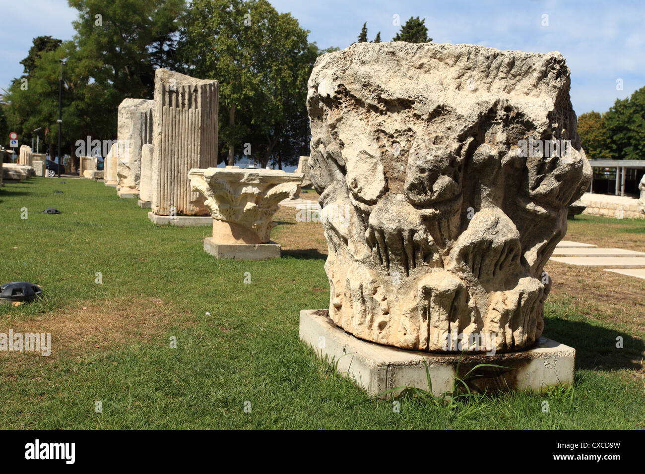 The remains of Roman forum in Zadar, Croatia. Stock Photo