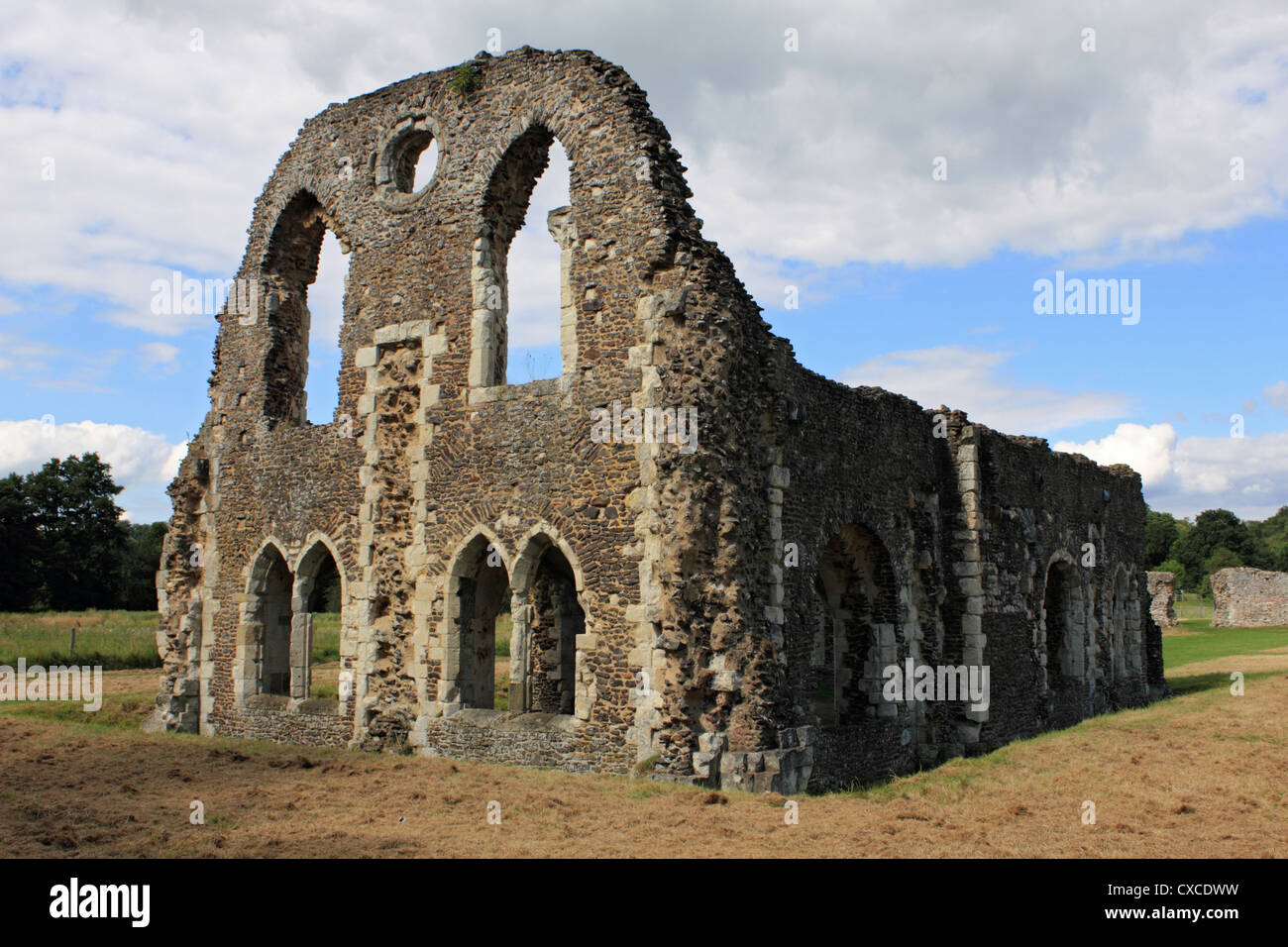 Waverley Abbey was the first Cistercian abbey in England built in 1128 near Farnham, Surrey, on the River Wey. Stock Photo