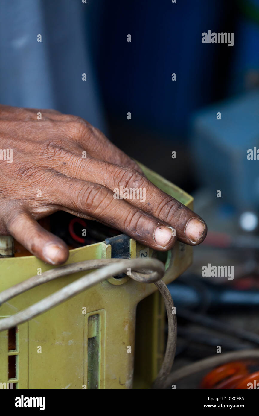Hand of a Worker in Banjarmasin in Indonesia Stock Photo