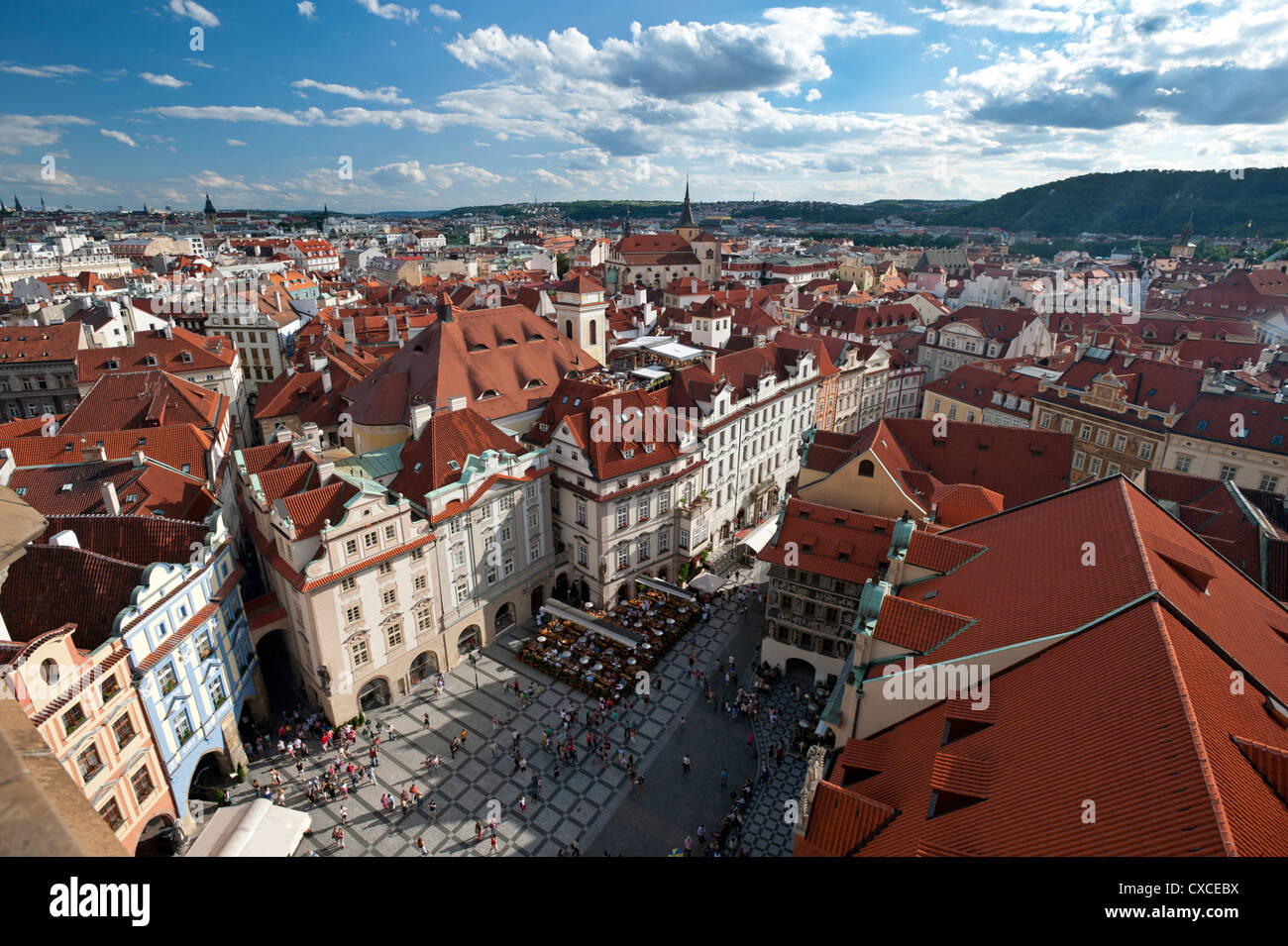 Prague - Panorama and Old Town Stock Photo