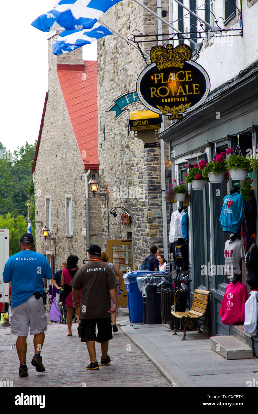 Place Royale at the heart of Lower Town's Quartier Petit Champlain in Quebec City, Canada Stock Photo