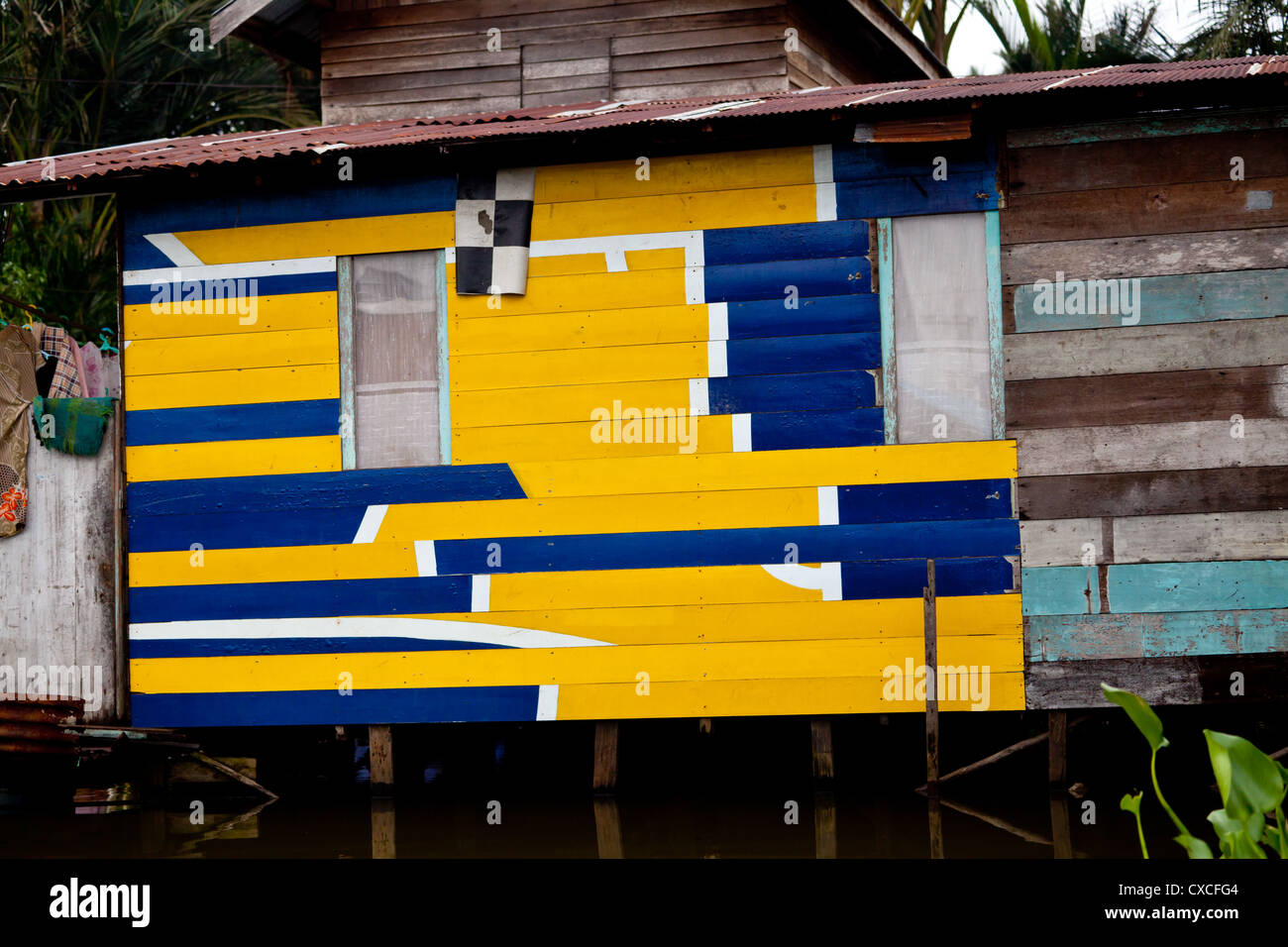 Colorful House Wall in Banjarmasin in Indonesia Stock Photo