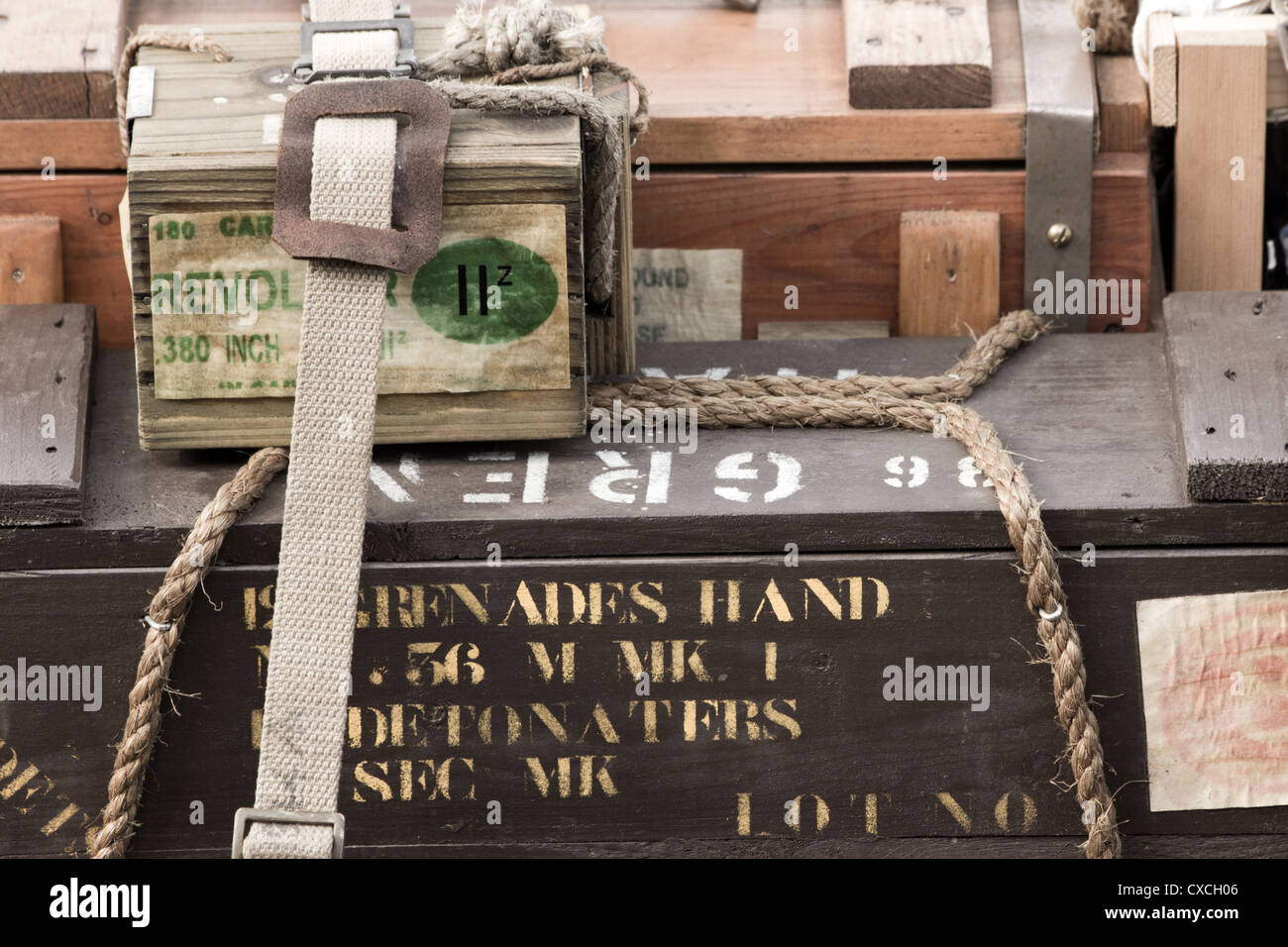World War II Ammunition boxes Stock Photo
