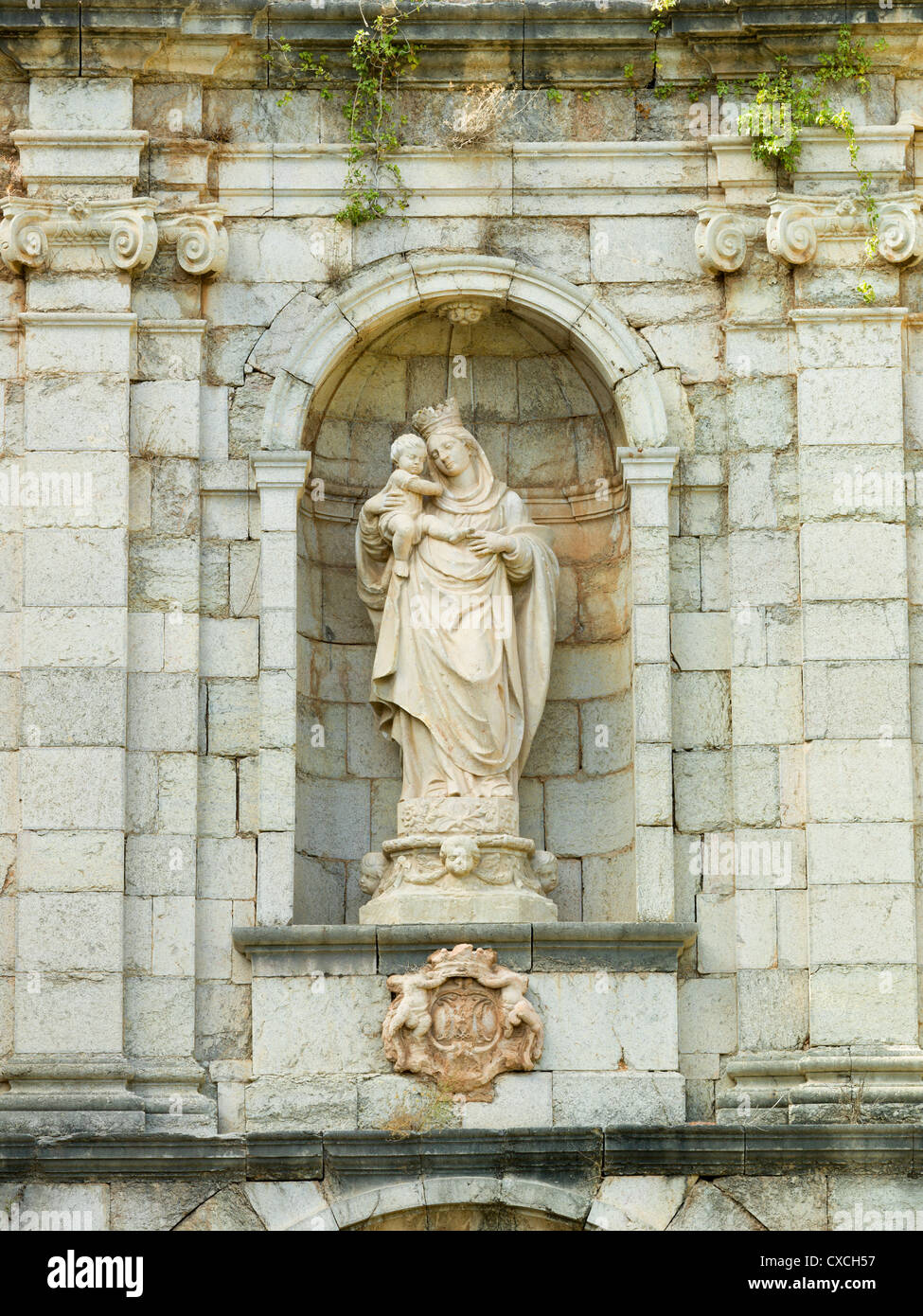 The figure of the Virgin of Scala Dei, of alabaster, Antoni Naveros, 1599,  Carthusian of Scala Dei,  Priorat,  Catalonia, Spain Stock Photo