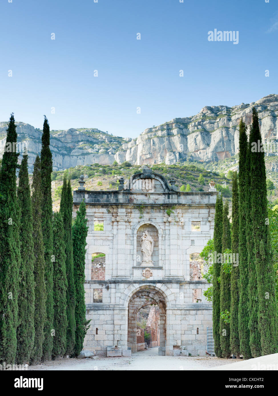 Ruins of cartoixa de Scala Dei (Carthusian Monastery of Santa Maria of Scala Dei),  Priorat, Tarragona, Catalonia, Spain Stock Photo