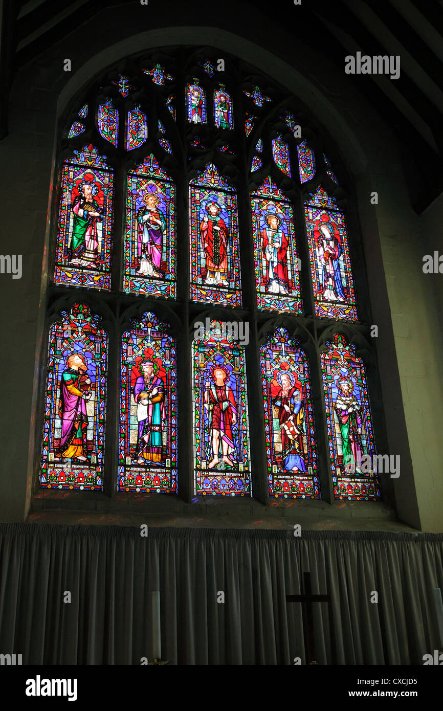 Stained glass window in St Mildred's church Tenterden Kent UK Stock