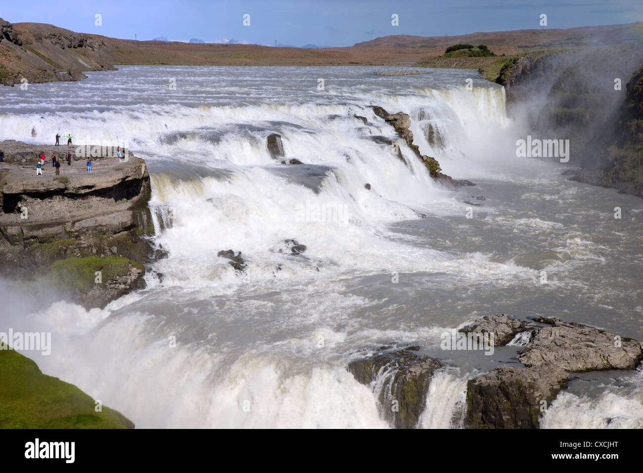 Gulfoss, the Golden Waterfall on the River Hvítá Southwest Iceland Stock Photo