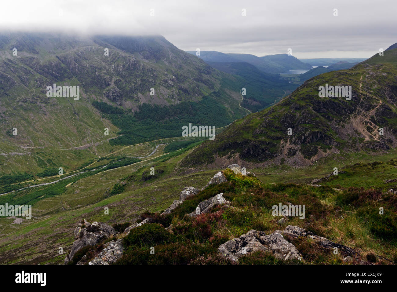 Looking out over Pillar and Ennerdale from the summit of Haystacks in the Lake District National Park, Cumbria. Stock Photo