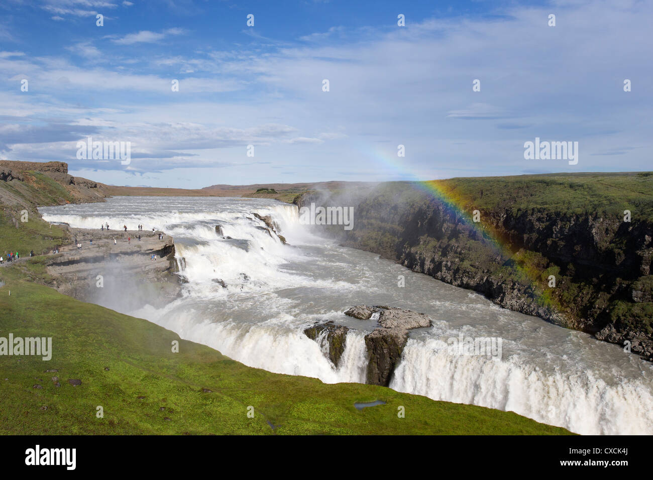 Gulfoss, the Golden Waterfall on the River Hvítá Southwest Iceland Stock Photo