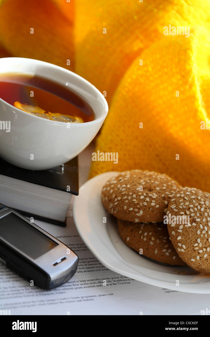 drinking tea in the office Stock Photo - Alamy