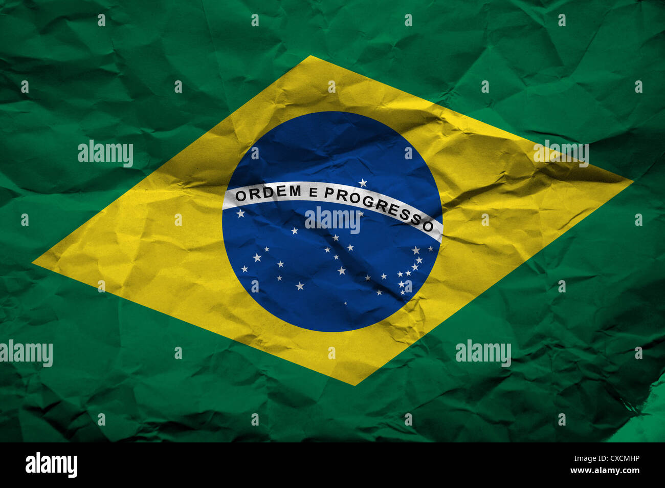 Grunge flag of Brasil, illustration is overlaying a grungy texture Stock Photo