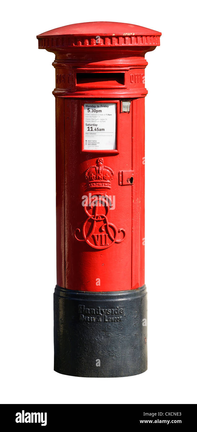 King Edward VII Red UK Post Box cutout Stock Photo