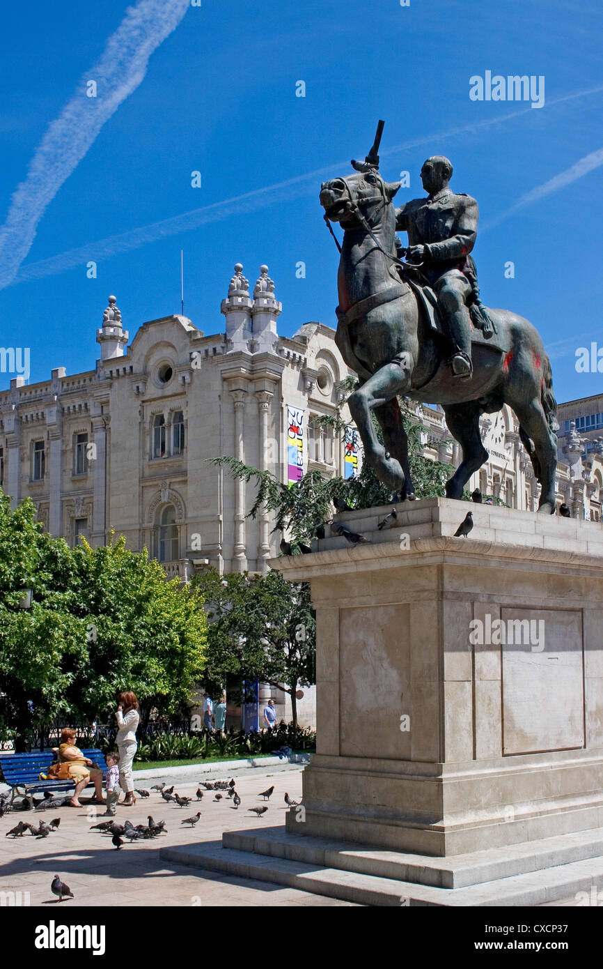 Equestrian statue of Franco Town Hall Square Santander Spain Stock Photo