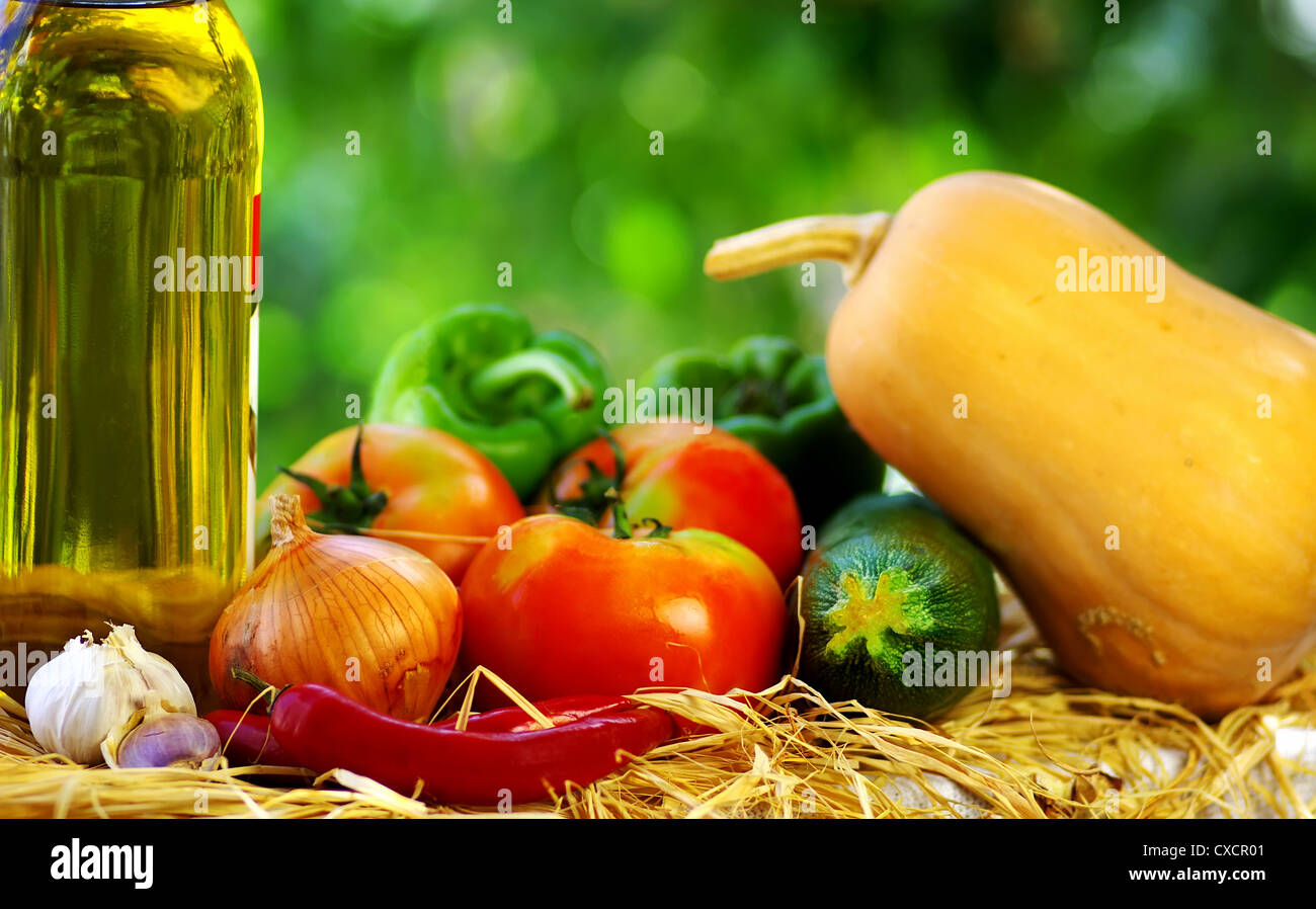 Olive oil and vegetables Stock Photo Alamy