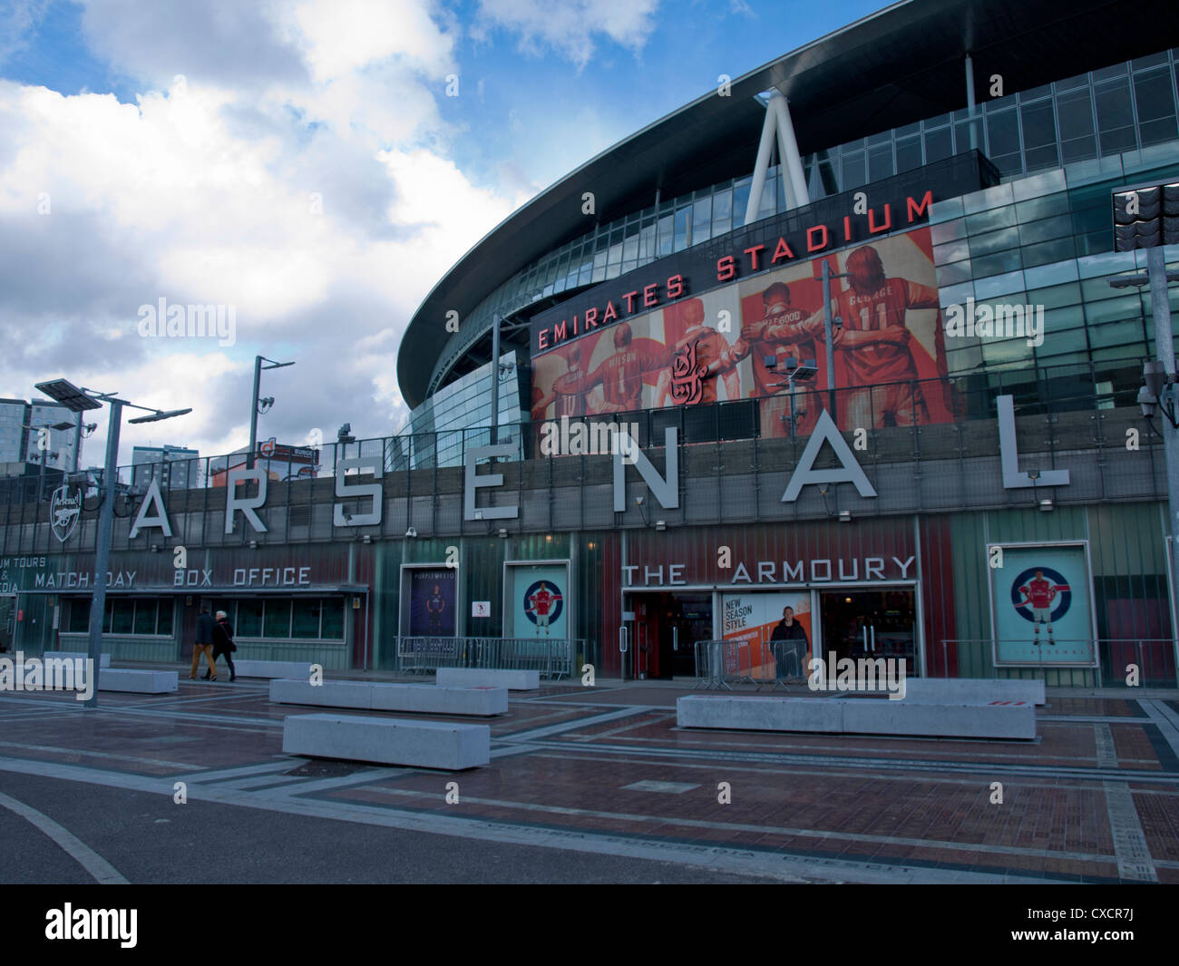 Exterior of Emirates Stadium, home of Arsenal FC, Islington, London, England, United Kingdom Stock Photo