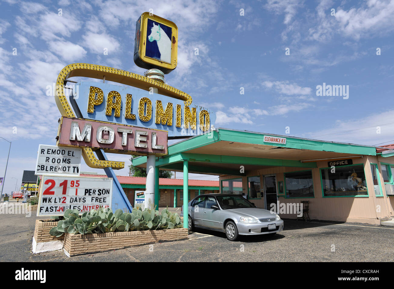 Palomino Motel, Route 66, Tucumcari New Mexico Stock Photo