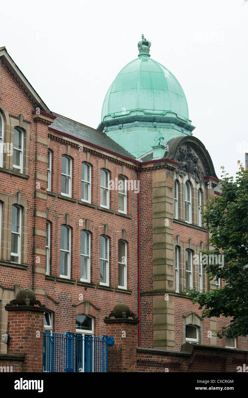 Old red brick Victorian section of the Royal Victoria hospital on Grosvenor road west, Belfast, Northern Ireland. Stock Photo