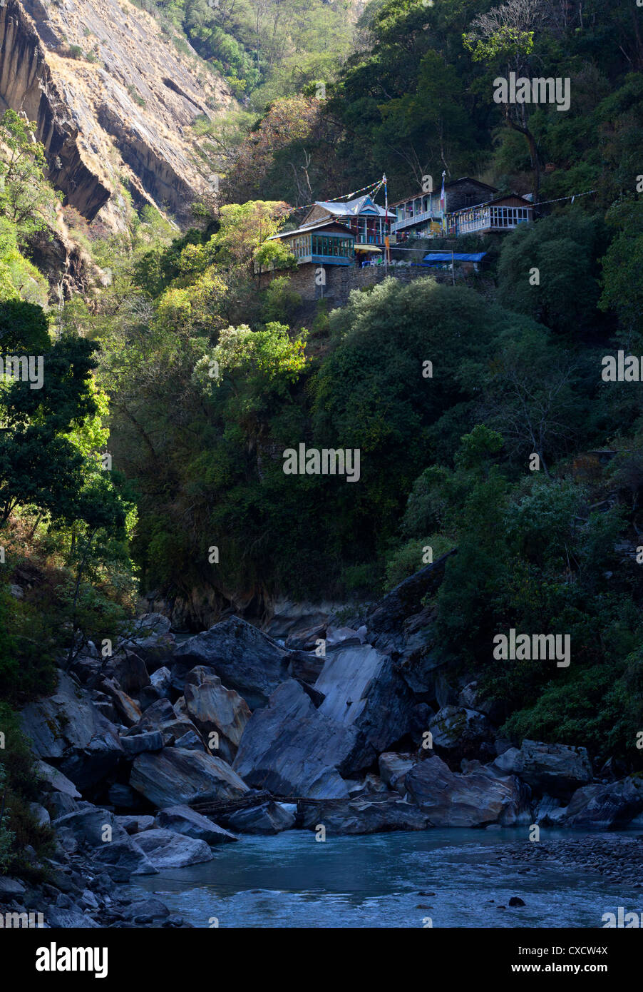 View of Pahiro, Langtang valley, Nepal Stock Photo