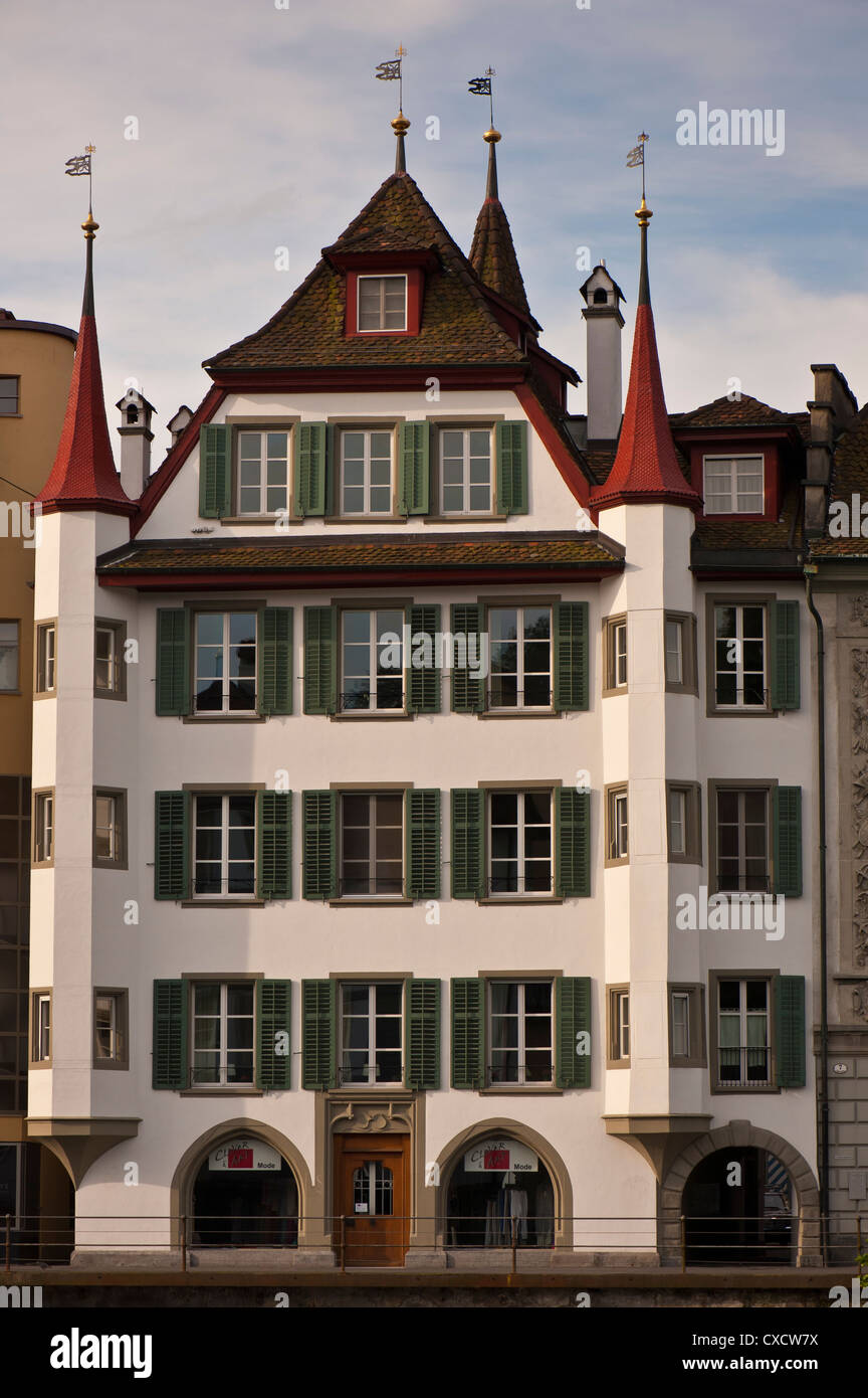 Classic canal house, Lucerne Stock Photo