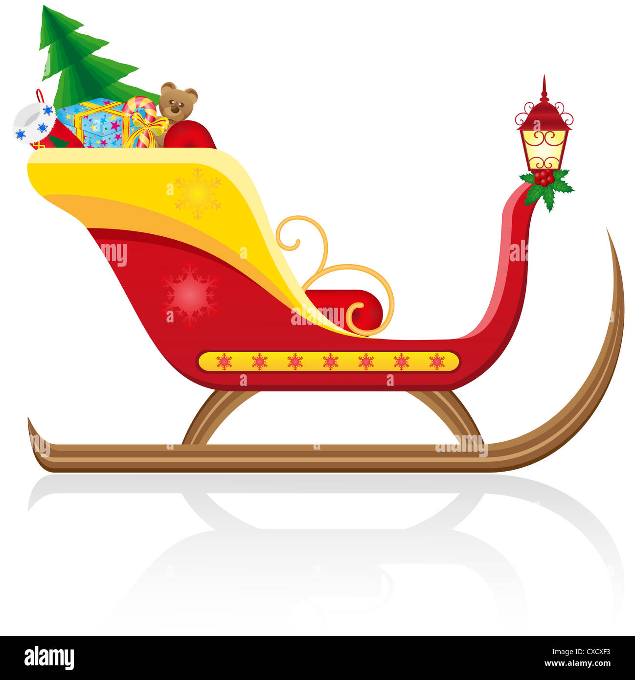 christmas sleigh of santa claus with gifts illustration isolated on — free download