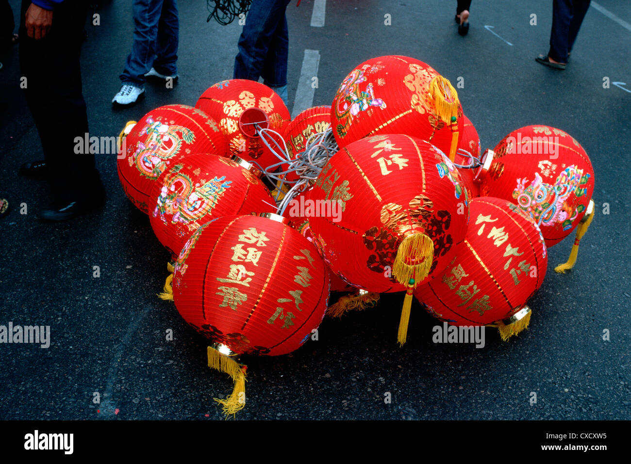 Bangkok, Chinese lanterns are on the road Stock Photo