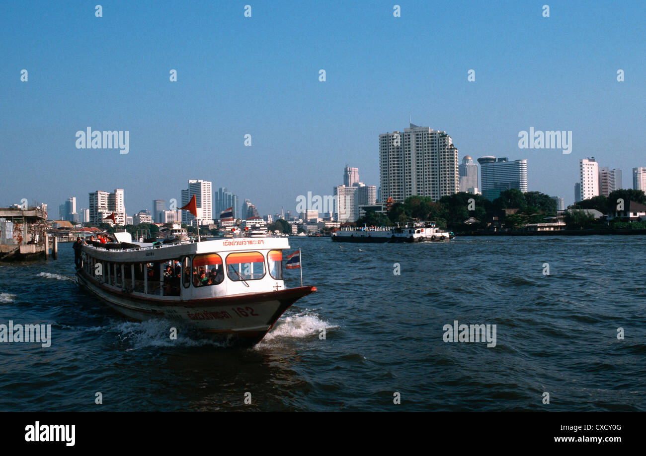 Bangkok, the Chao Phraya River Express Boat Stock Photo